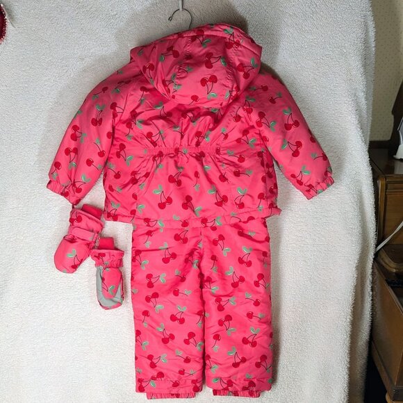 3T Pink Children's Place Girl's Snowsuit 3 Pc Ski Bib Jacket w/Hood & Mittens - Picture 3 of 15